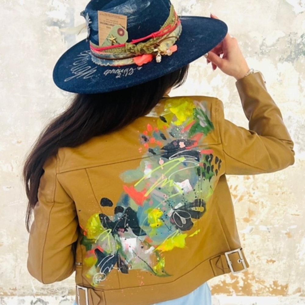 Love Tree Colorful Tan Faux Leather Jacket